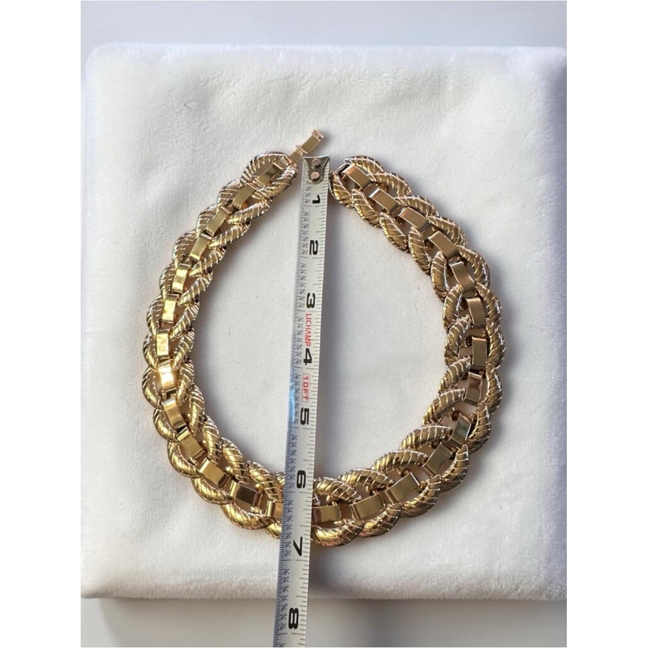 Chunky Gold Statement Chain Necklace Heavy Weight Double Link Collar NWT