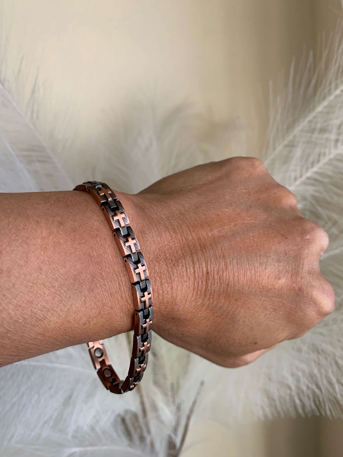 Copper Magnetic Bracelet Gorgeous Cross Balance Arthritis Pain Relief Energy