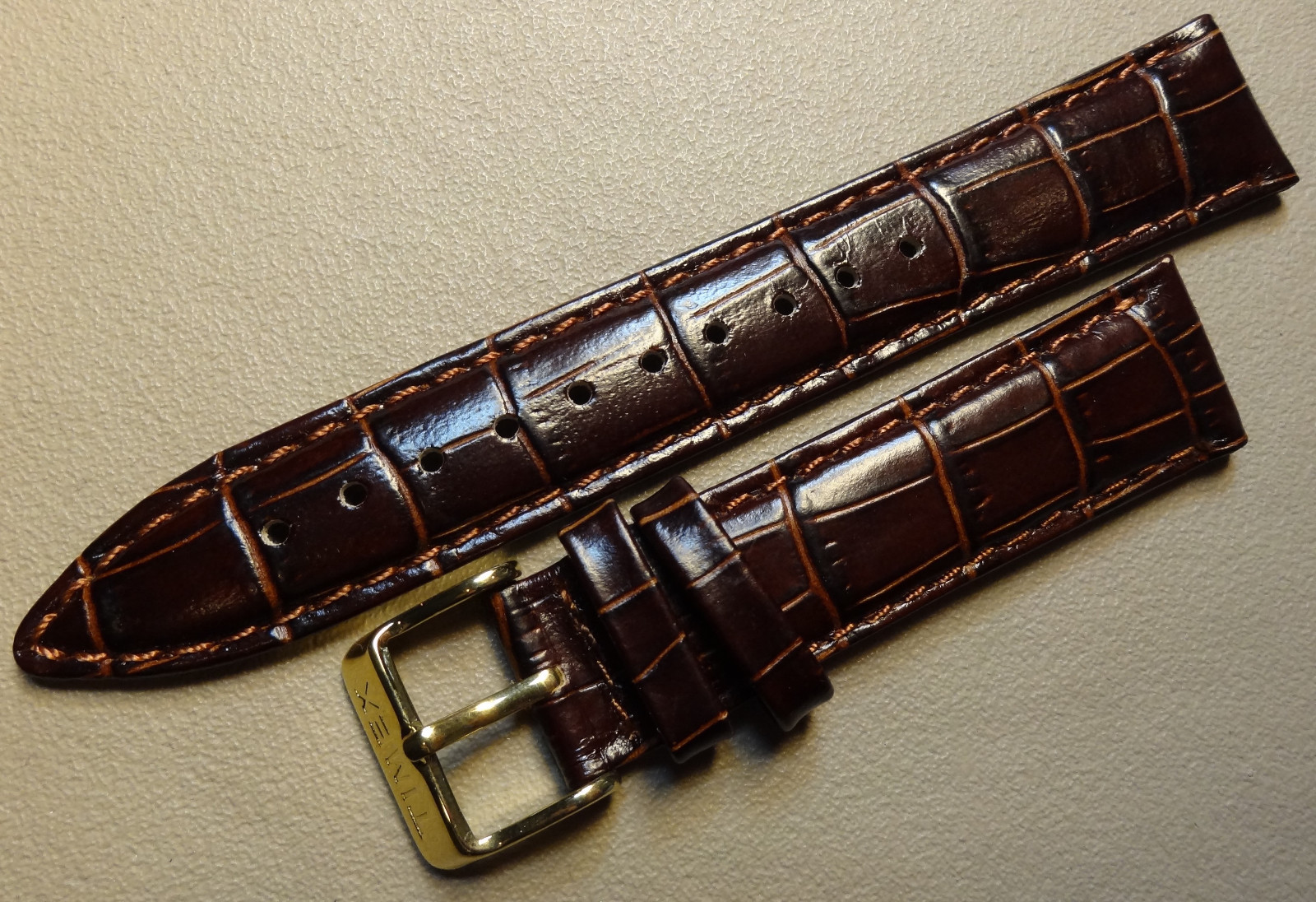 New LONG Length Timex Dark Brown Simulated Crocodile Grain 20mm Watch Band Strap