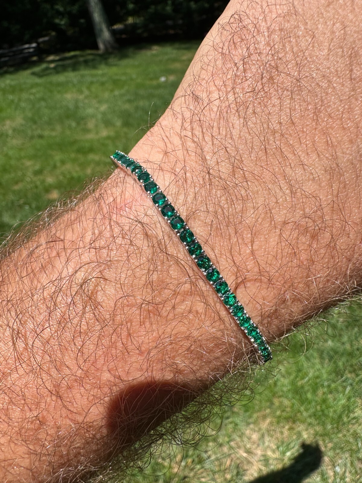 3mm Green CZ Tennis Bracelet Real Iced 925 Sterling Silver Mens Ladies 6-8.5″