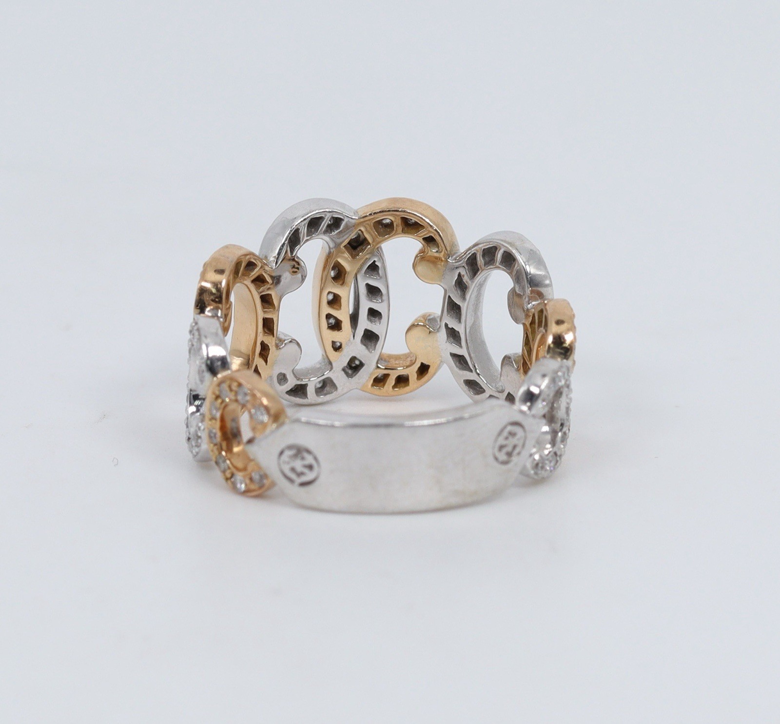 Estate Charriol Pave Set Diamond Band 11.8MM 18k White & Rose Gold. Size 6.5