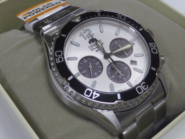 Orient Mako Solar Panda RN-TX0203S Chronograph Solar Men Wristwatch New in Box