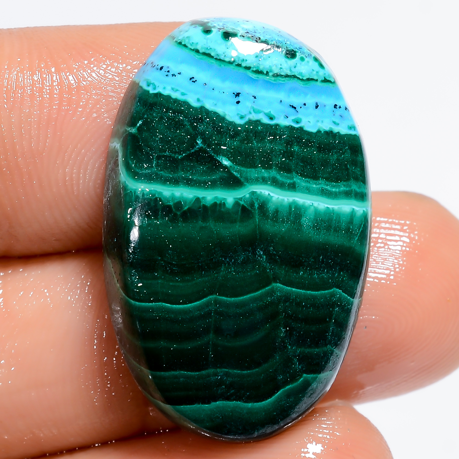 Natural Chrysocolla Malachite Oval Cabochon Gemstone 37 Ct. 26X16X6 mm GC-39349