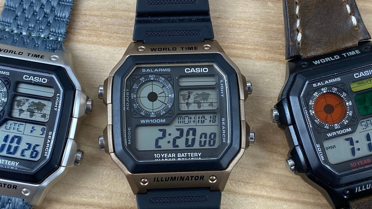 Casio AE1200WH-5AV, Chronograph Watch, Illuminator, 5 Alarms, 10 Year Battery
