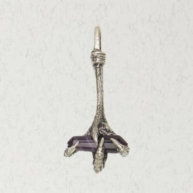 Giant Eagle Claw w/ Black Onyx Pewter Pendant Jewelry