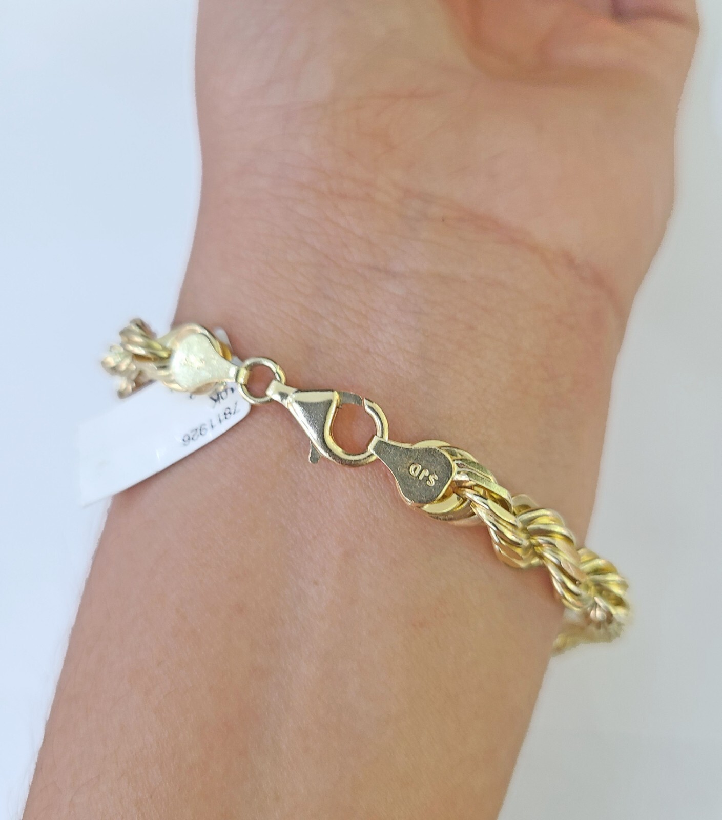 10K Yellow Gold 7.5″ 8″ 8.5″ 9″ Rope Bracelet Solid 7mm Men Women Diamond Cut