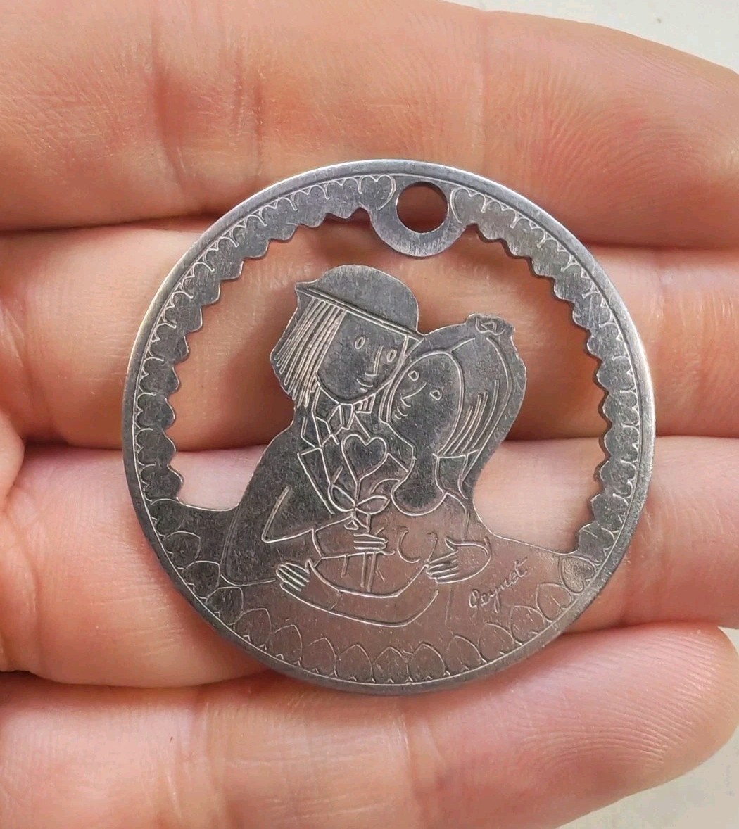 *HH* Pendant Medal The Lovers Peynet Lovers Love Les Amoureux Medal