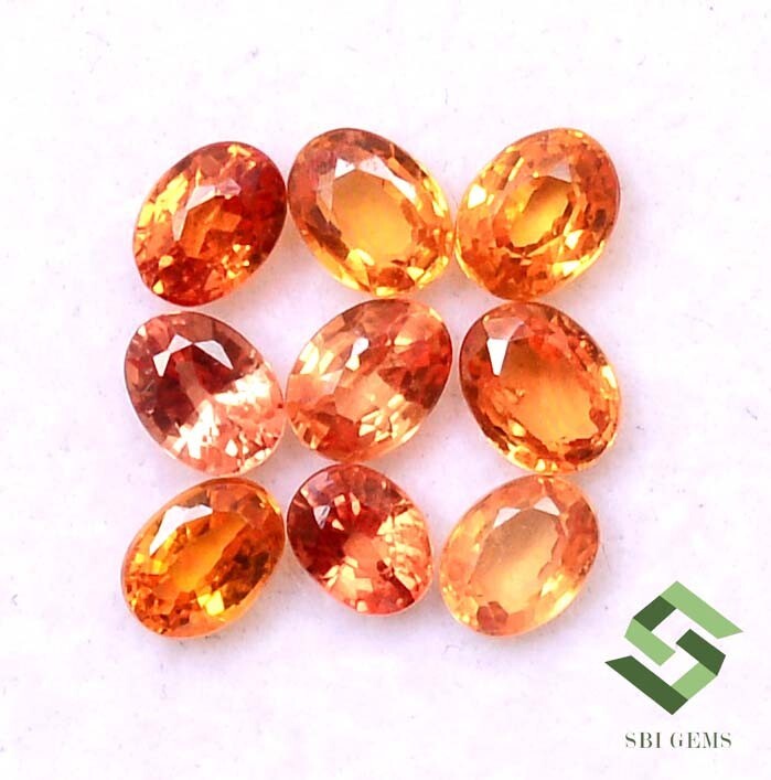 2.50 CTS Natural Orange Sapphire Oval Cut 4×3 mm Lot 10 Pcs Faceted Loose Gems