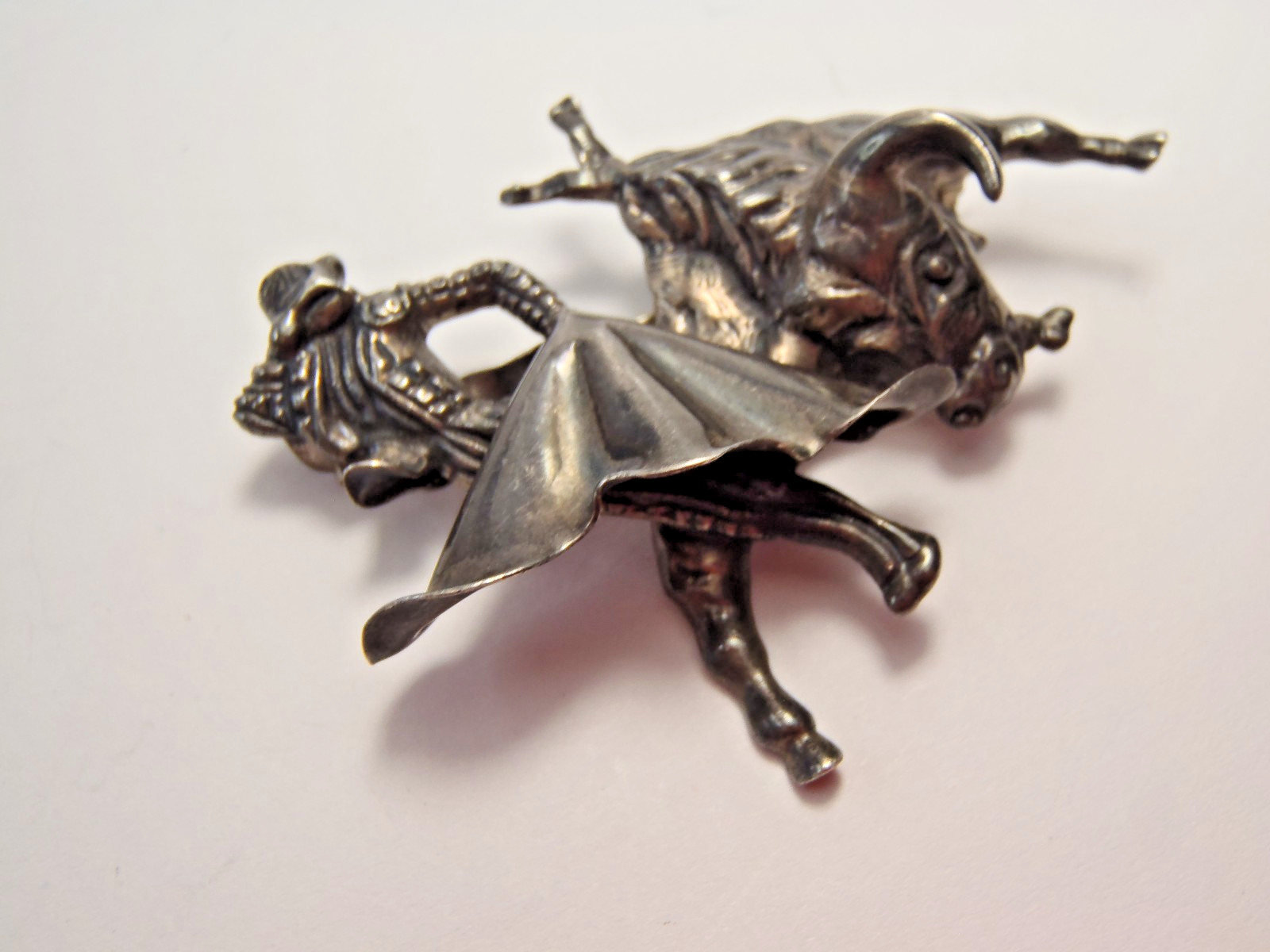 Mexico Sterling Silver Marcel Boucher Large 2 1/4″ Matador & Bull Brooch Pin