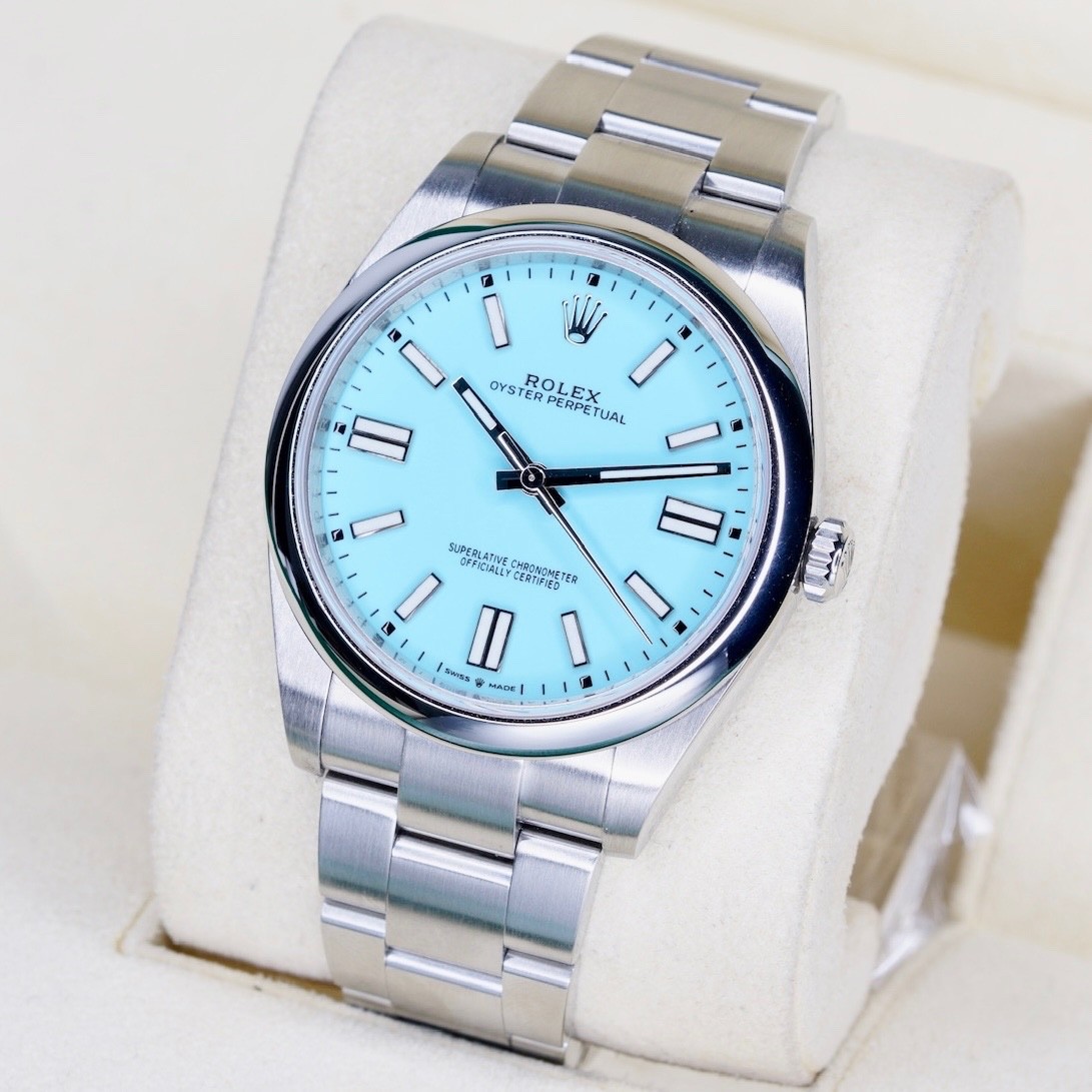 Rolex 124300 Oyster Perpetual 41 TURQUOISE Tiffany Blue Dial Stainless Steel