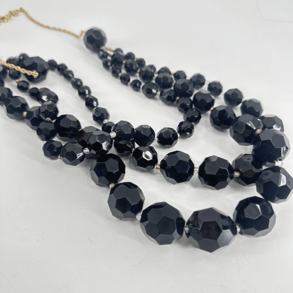 Lydell NYC Multi Strands Faceted Beaded Necklace Black Layered Chunky Y2K