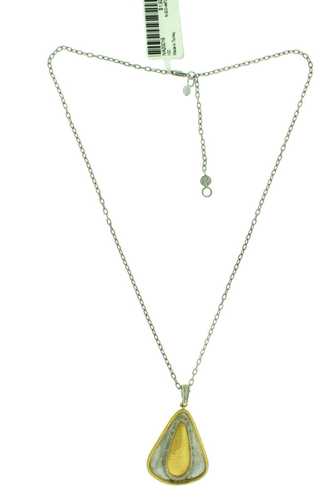 Gurhan Yellow Gold And 925 Silver Diamond Necklace Pendant 16 or 18 inches