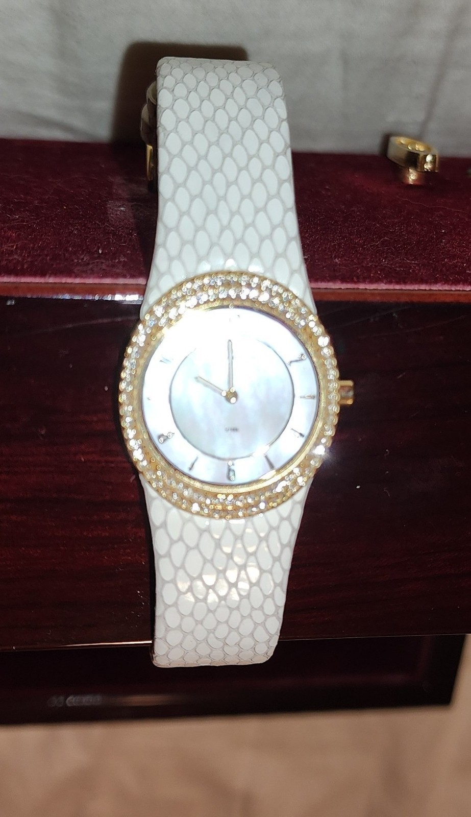 Skagen Women’s White Snake Print Leather 26 mm Watch, Water Resistant 30 Meters