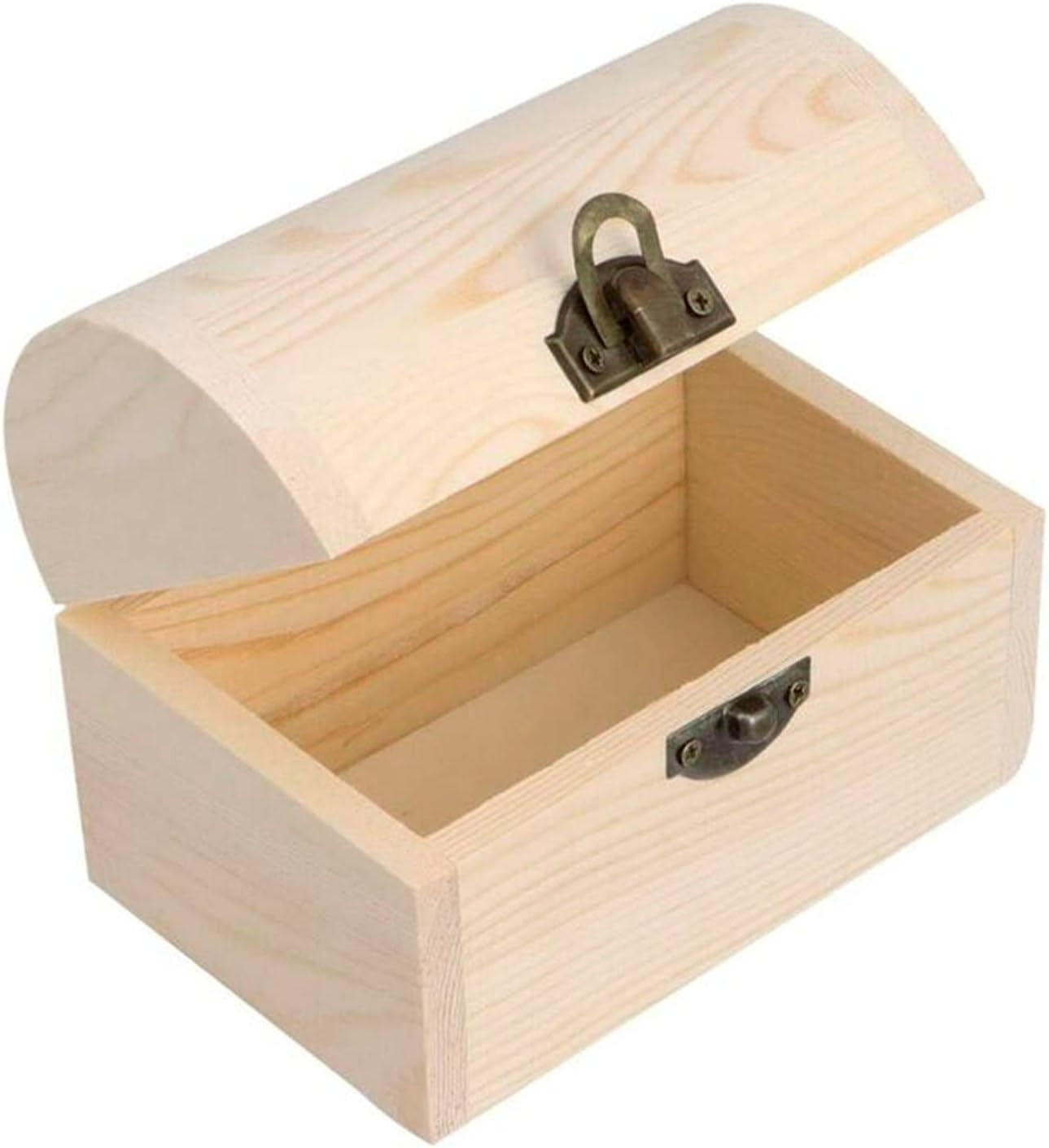 Plain Unfinished Wood Box, Unpainted Wooden Jewelry Box DIY Craft Storage Treasu