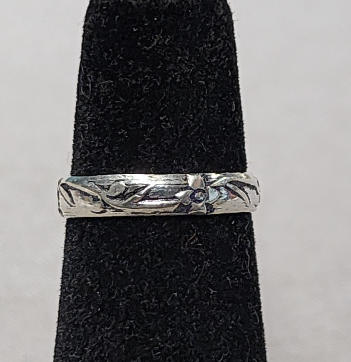 Sterling Silver 6.8g Floral Ring Set sz 3.25