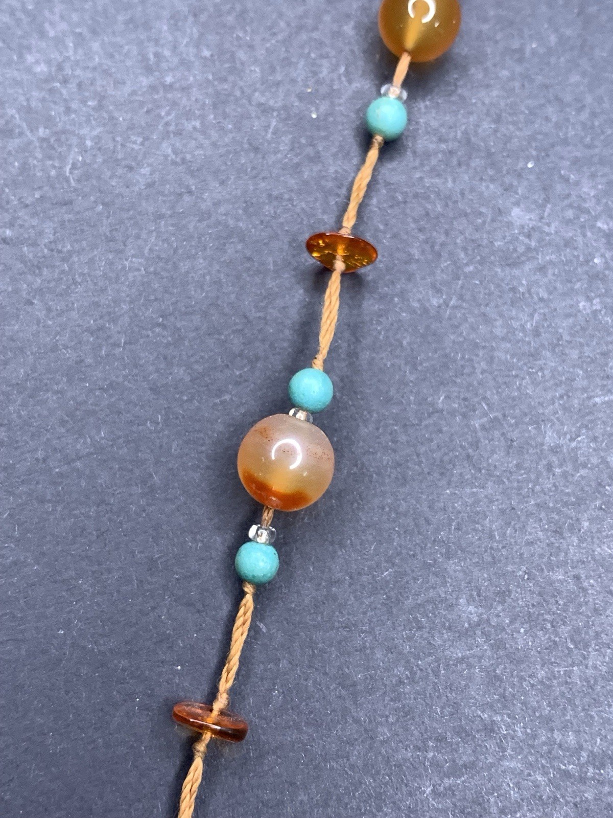 Genuine Turquoise Necklace Real Amber Beads Southwestern Pendant