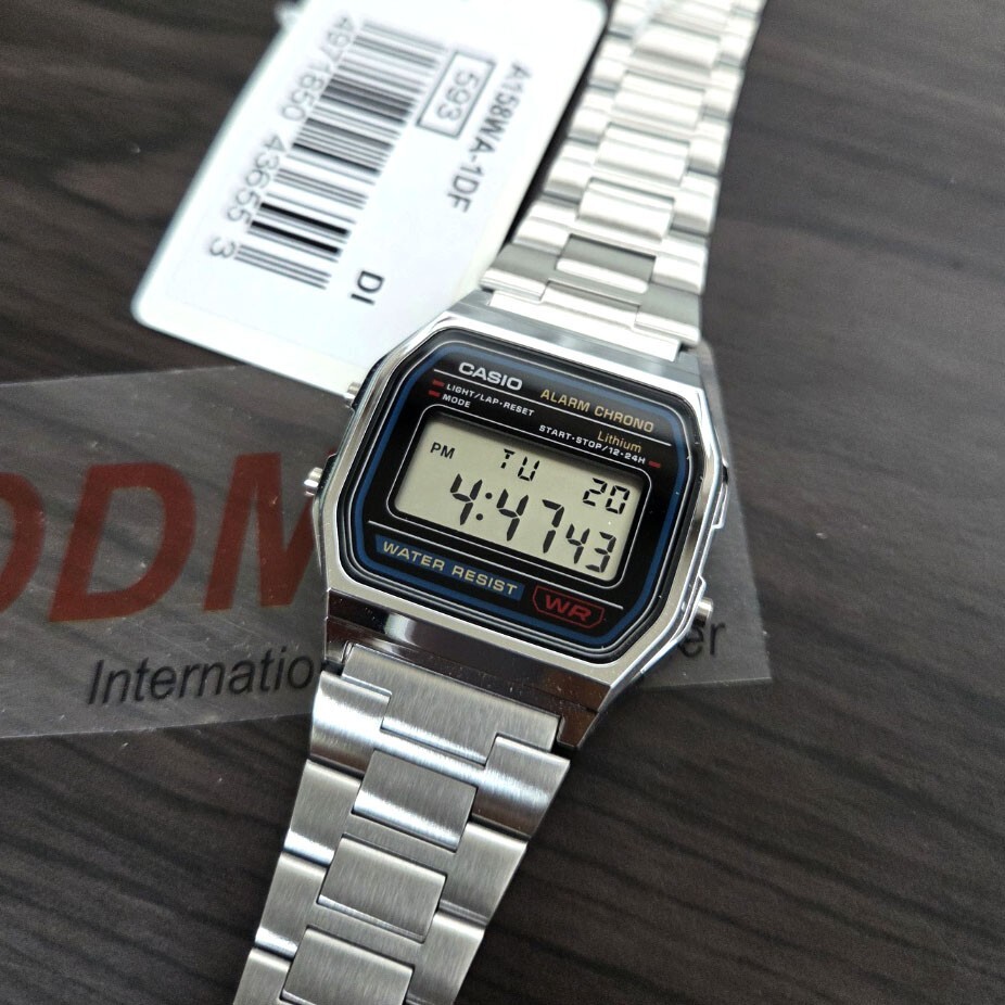 CASIO sports digital watch Unisex SILVER Original New A-158WA-1DF