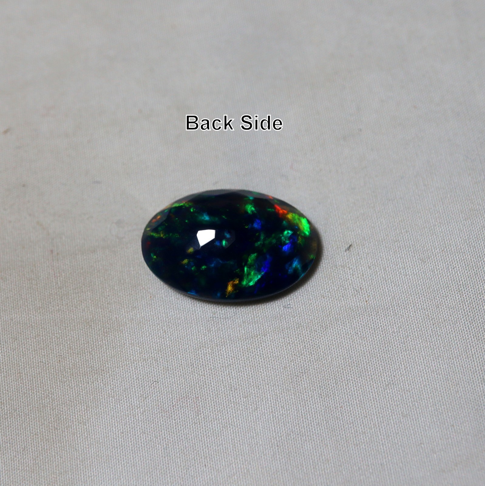 3.5Ct Real Ethiopian Smoked Black Opal AAAA Faceted Oval Rainbow Fire 16×10.8MM