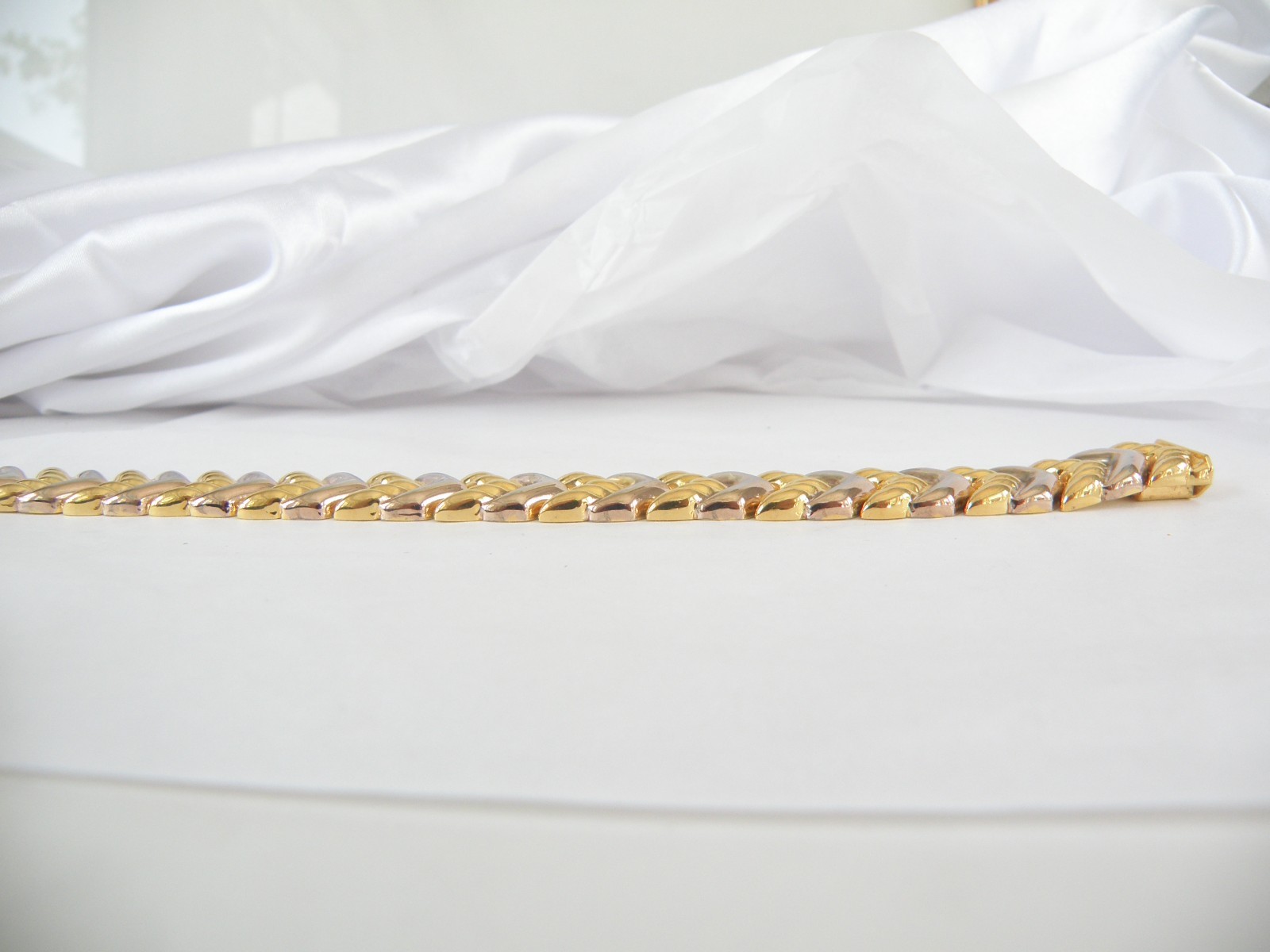 Vintage Milor Italy Sterling Silver 925 Gold on Spiga Wheat Link Bracelet 7.5″