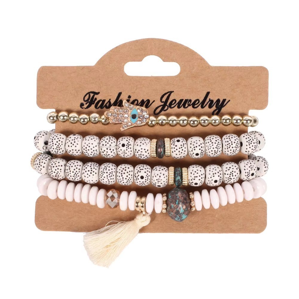 Boho Crystal Beaded Bracelet Set Colorful Stackable Bracelets Women Girls
