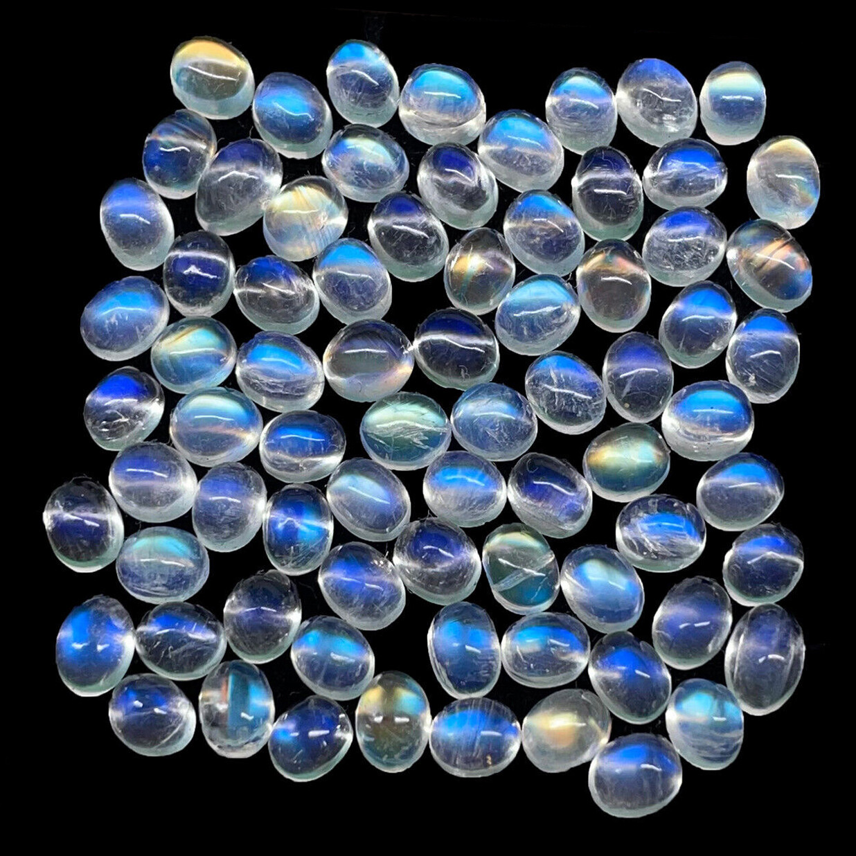 16 Pcs Natural Blue Fire Moonstone 5mm*4mm Oval Exclusive Quality Gemstones Lot