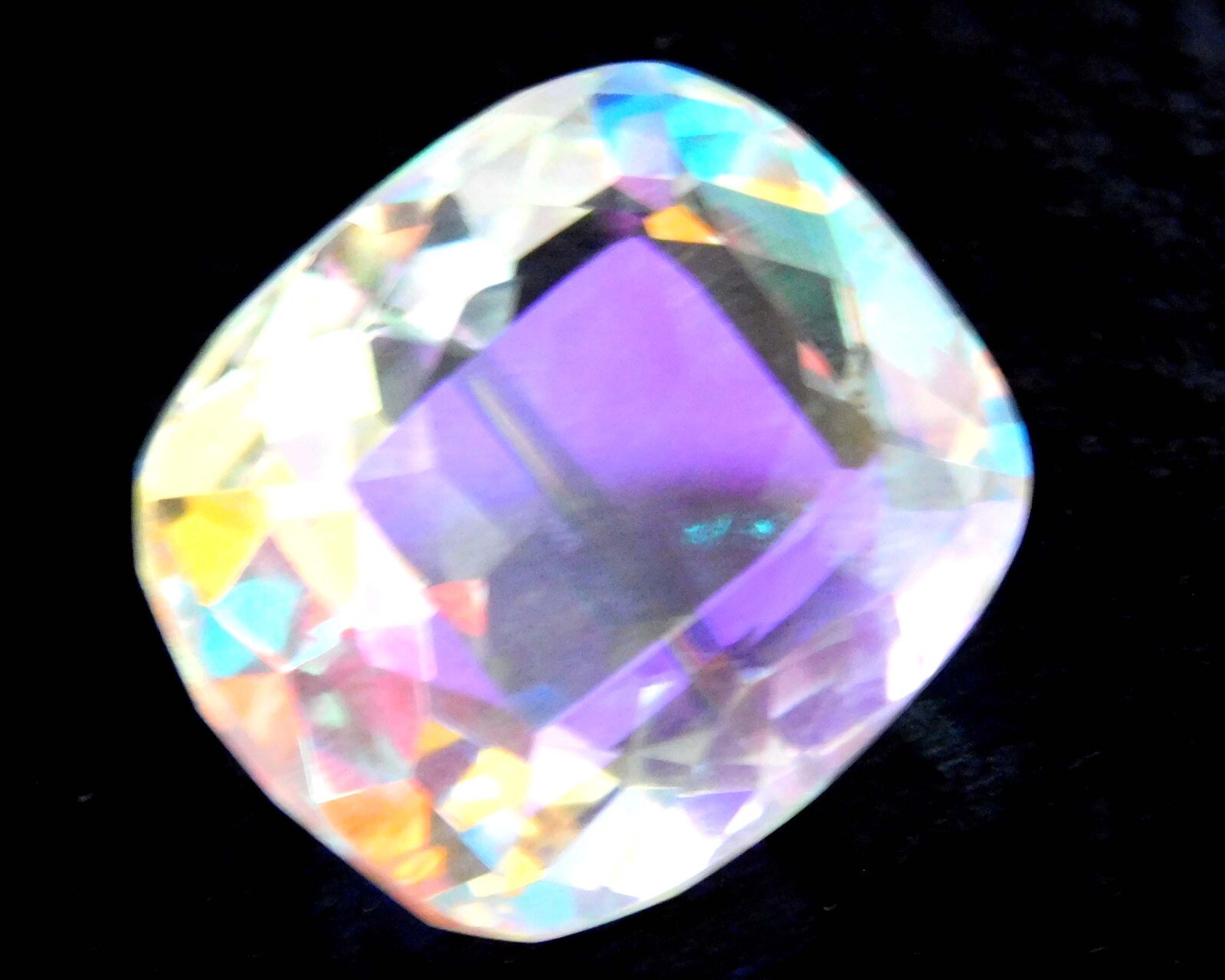54.0 CT+ Natural Mystic Topaz Rainbow Color CUSHION Cut Certified GemstoneMY03