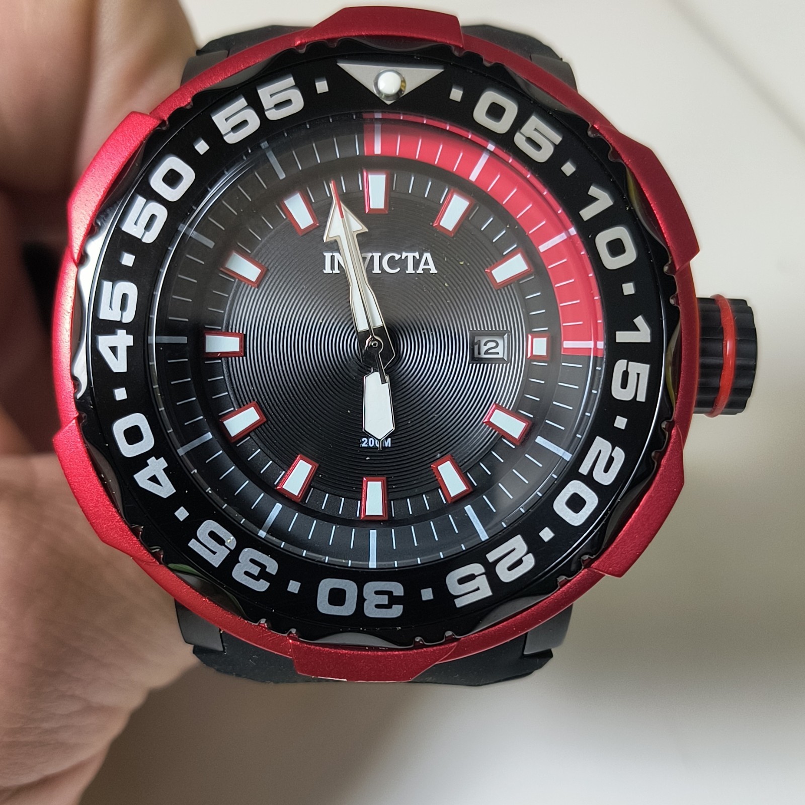 Invicta Pro Diver Chrononaut Black/Red Dial Rotating Bezel Silicone Strap 52mm