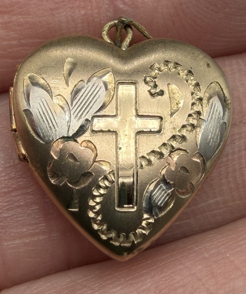 Vintage 14K Gold Filled Tricolor Floral Cross Heart Locket Pendant – PPC NL