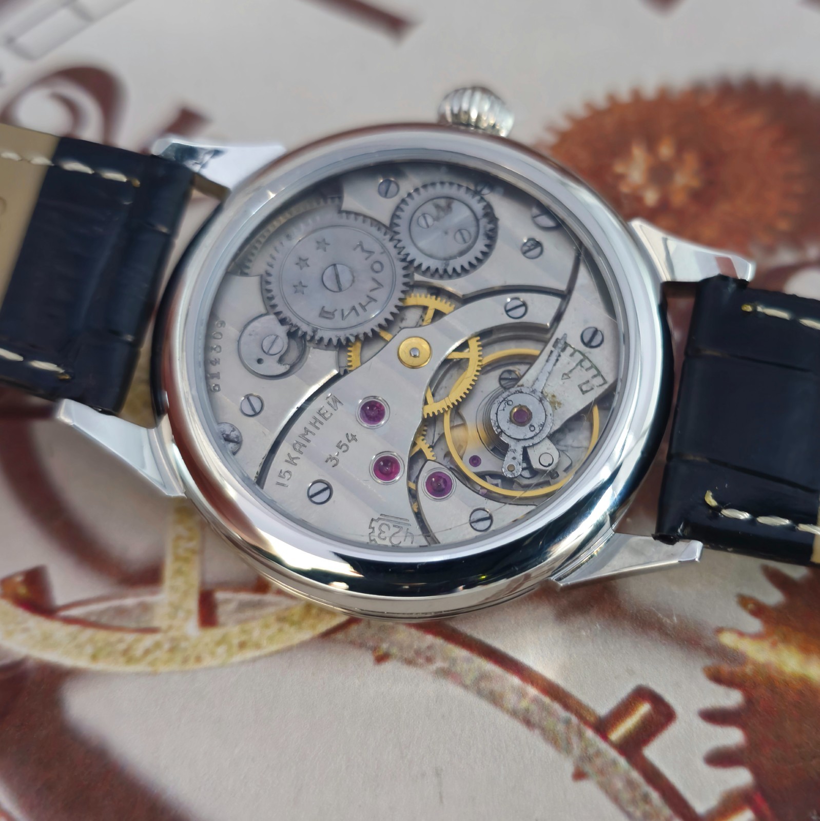 Vintage Watch USSR Marriage 3601 Silver Dial Wristwatch Mechanical 1954 year