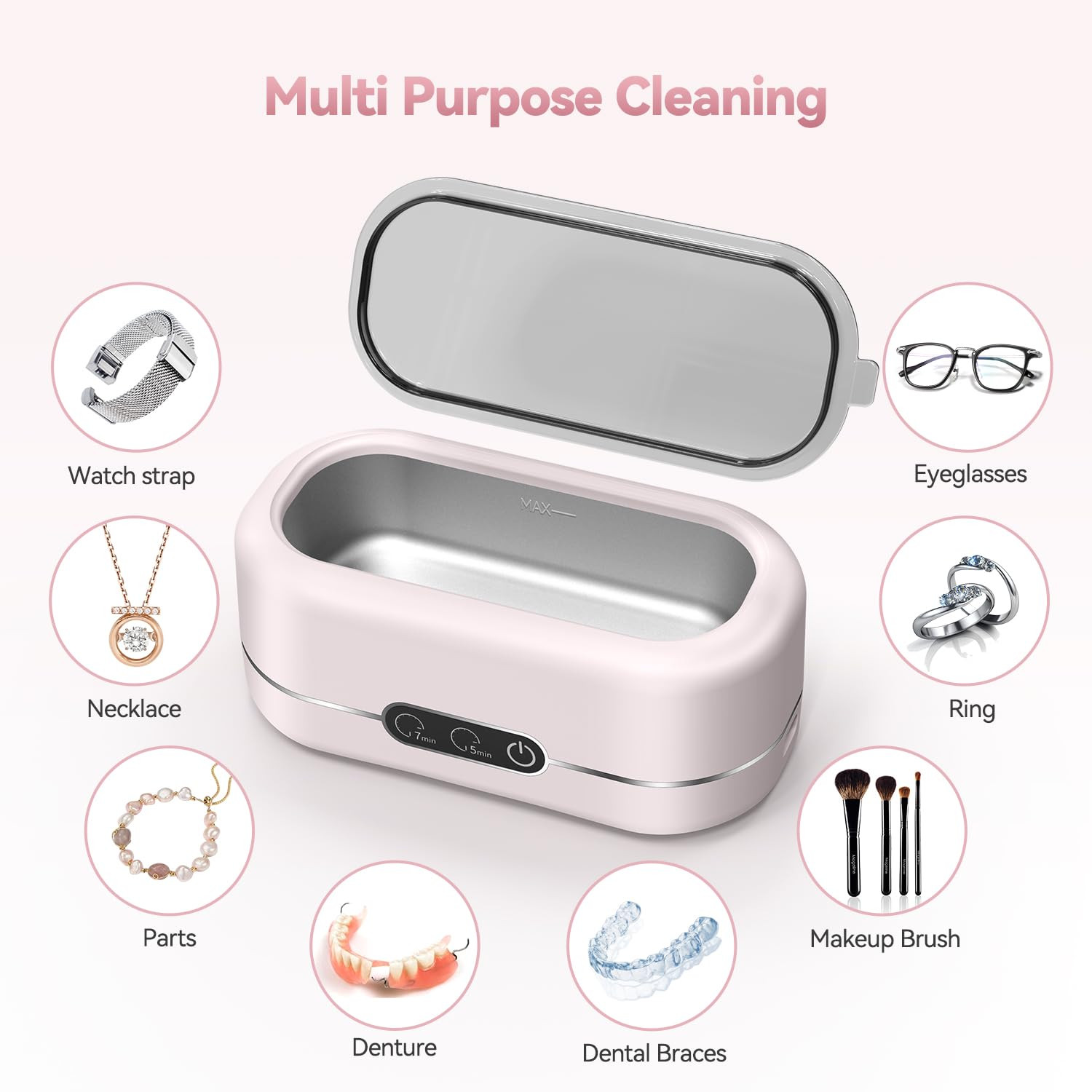 Jewelry Cleaner Ultrasonic Machine, Upgraded 48Khz Ultrasonic Cleaner with 304 S