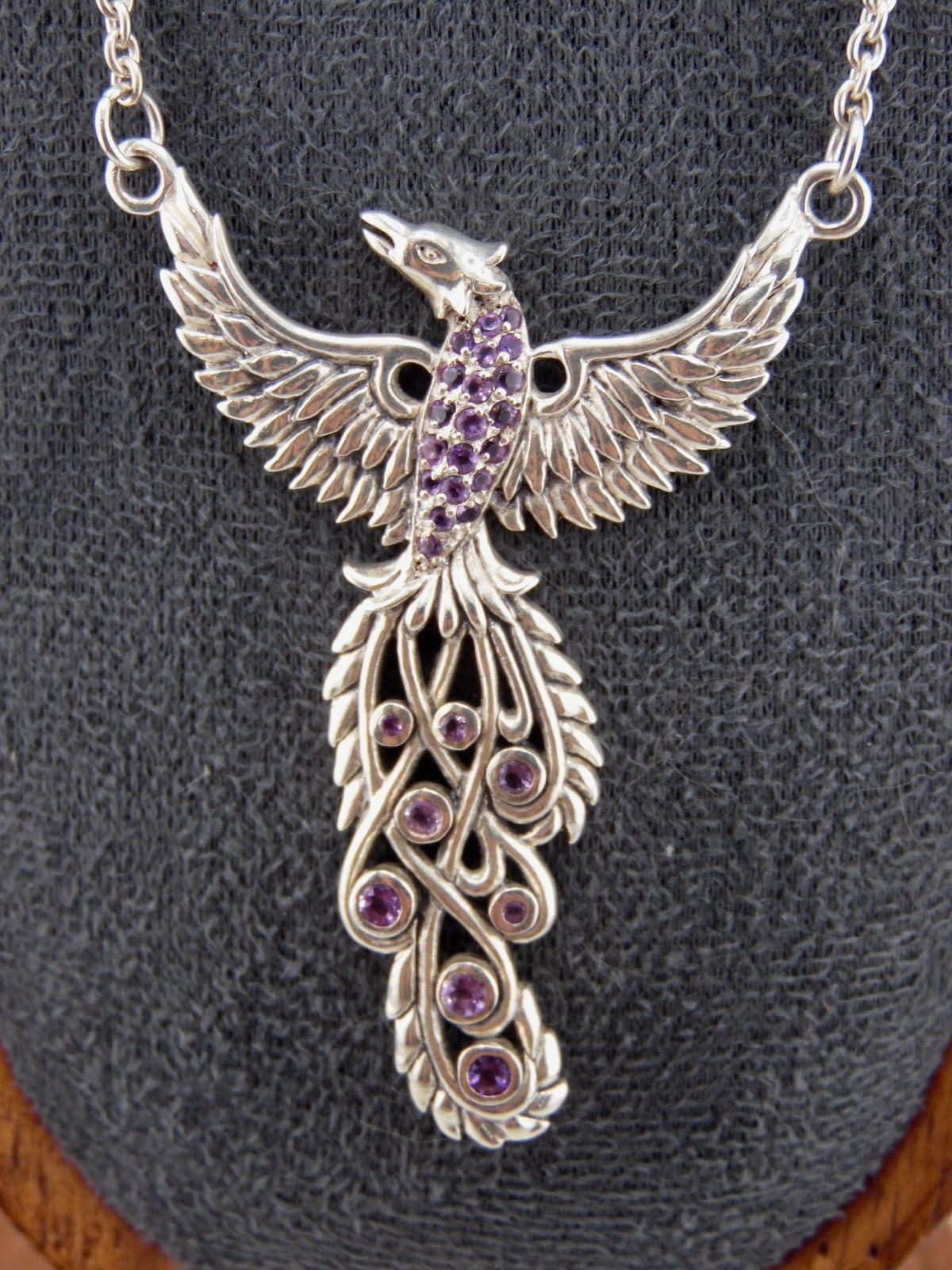 Peter Stone Sterling Phoenix Necklace Pendant “Honor Thy Flying Phoenix” 925