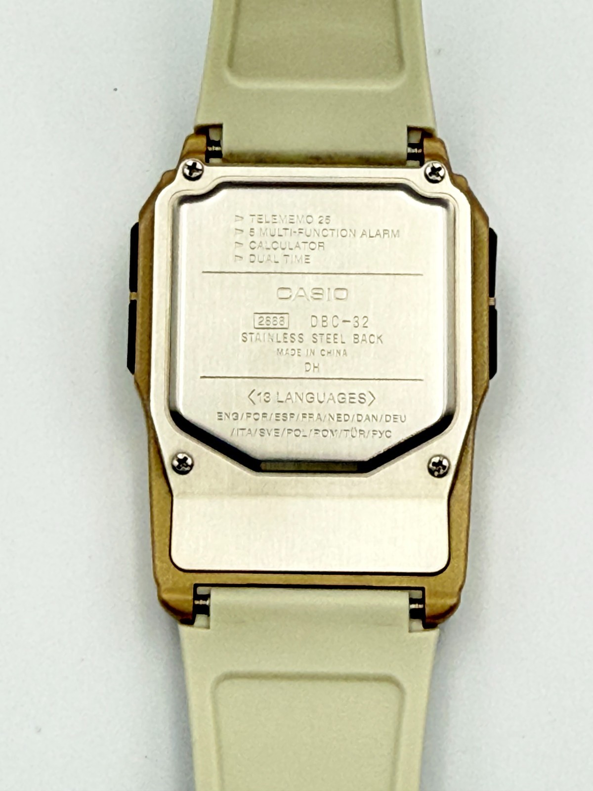CASIO DBC-32 Data Bank Digital Calculator Beige Gold Color Quartz Watch – Rank A
