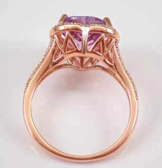2.50Ct Heart Cut Lab-Created Amethyst Halo Engagement Ring 14K Rose Gold Plated