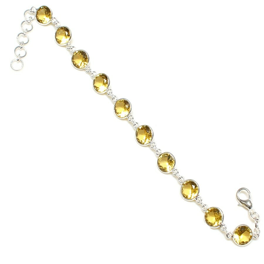 Yellow Citrine Gemstone Handmade 925 Sterling Silver Jewelry Bracelet Sz 7-8″