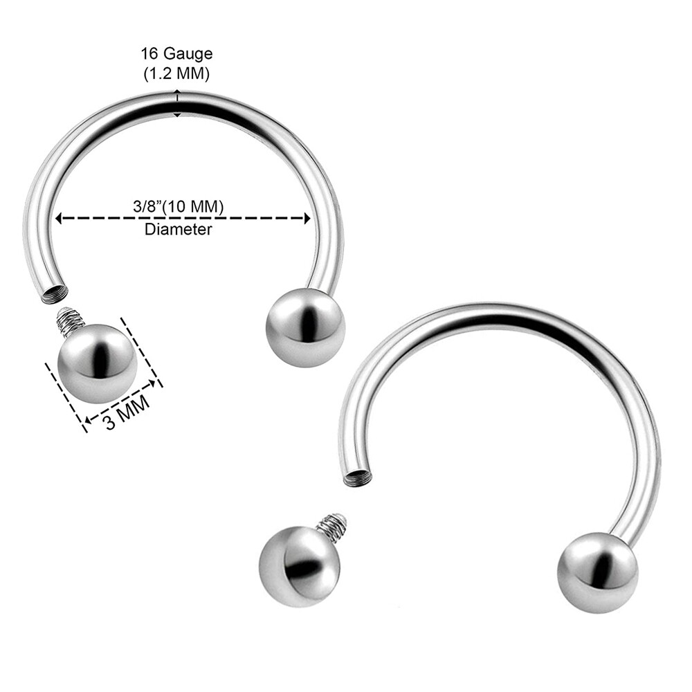 4pcs Varies Type Steel Internal Thread Ear Lip Stud Sprial Nose Eyebrow Piercing