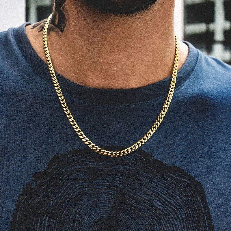 Hip Hop Width 3/5/7/9MM Cuban Link Stainless Steel Chains Necklace for Men Basic