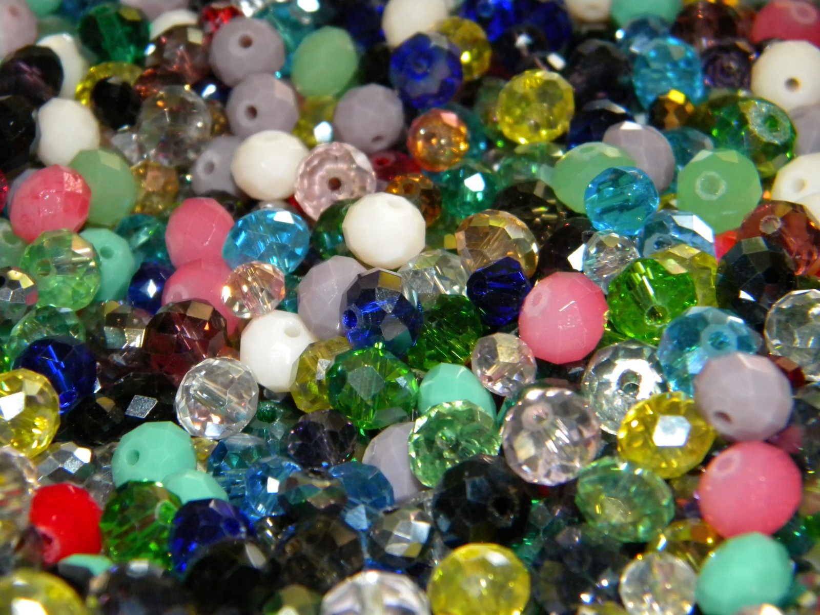 NEW 300/Pc LOT 6mm-10mm RONDELLE GLASS Faceted Czech, AB Beads Mixed colors