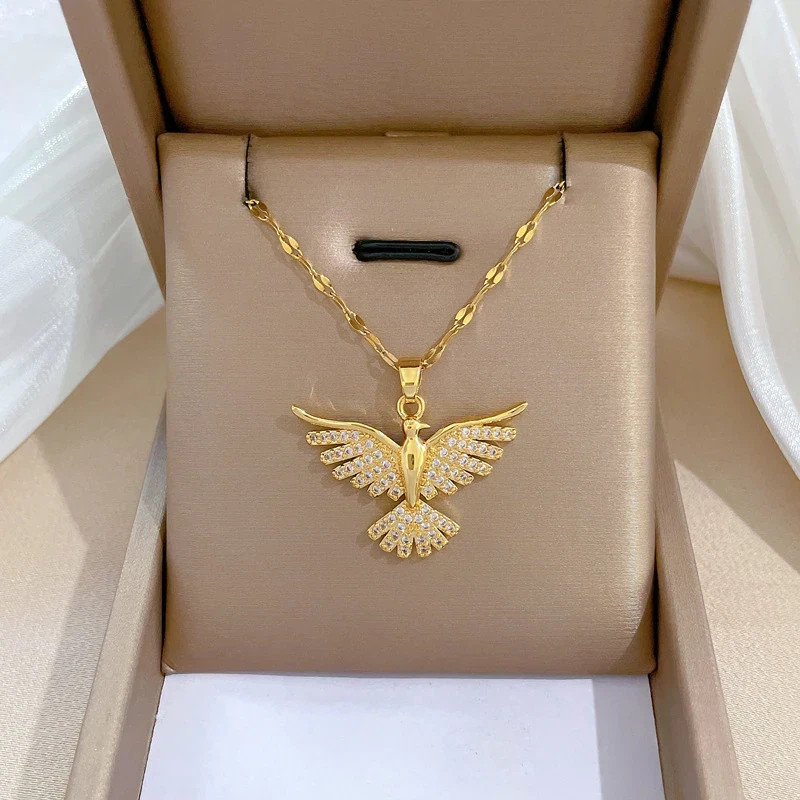 Women’s Fashion Jewelry Gold Cubic Zircon Phoenix Eagle Pendant Necklace Gift US