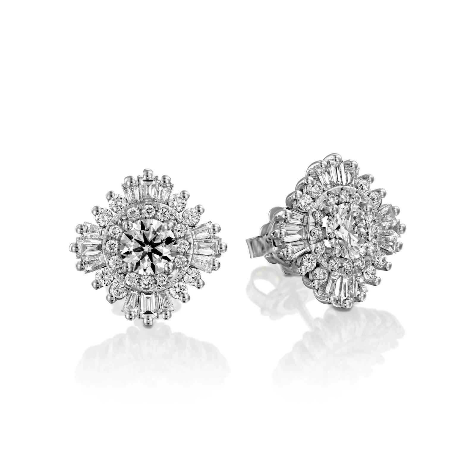 2.5ct Lab-Created Moissanite Ballerina Cocktail Halo Stud Earring Gold Plated