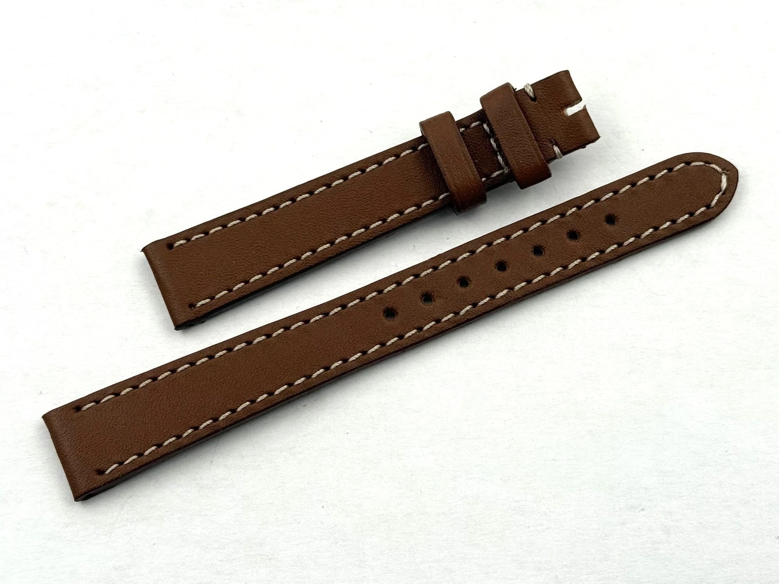 Genuine Brown Leather Strap 14/12mm Buckle Ardiglione Made Italy Women New