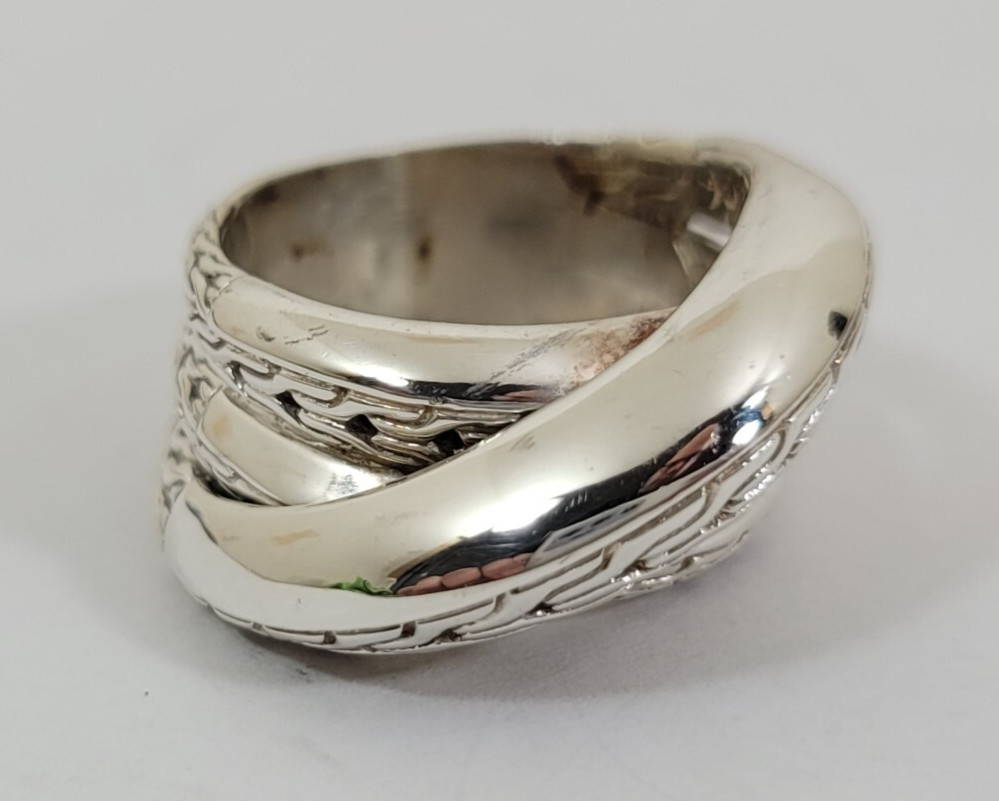 John Hardy Sterling Silver .925 Wheat Crossover Size 9 Ring 15.0g