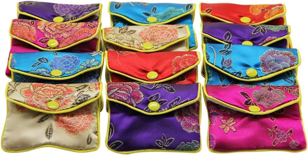 Stylish Small Jewelry Pouches – 12 Floral Zipper Bags for Special Occasions