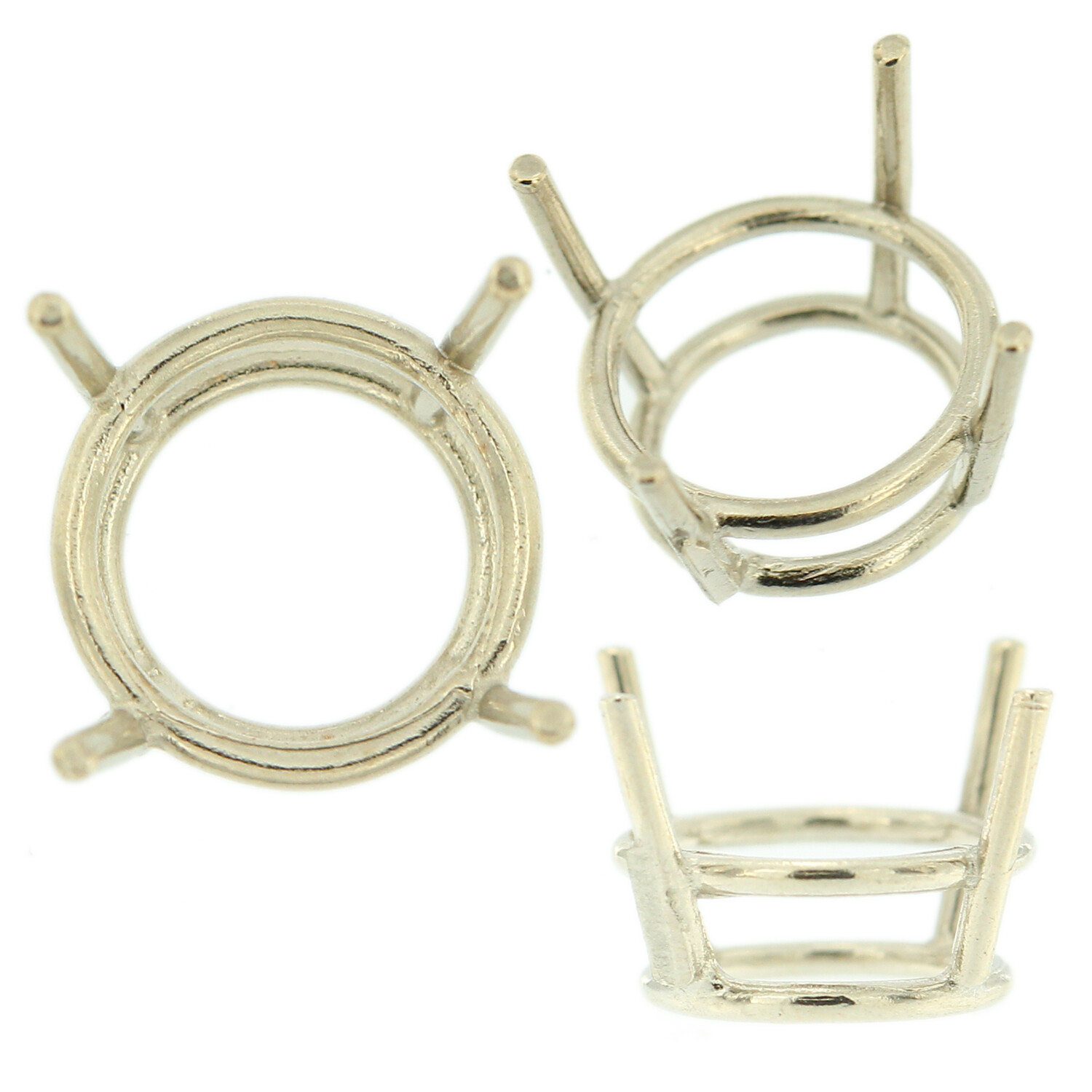 14K White Gold Round Wire Basket Setting Mounting 4 Prong 0.02ct – 38.00ct