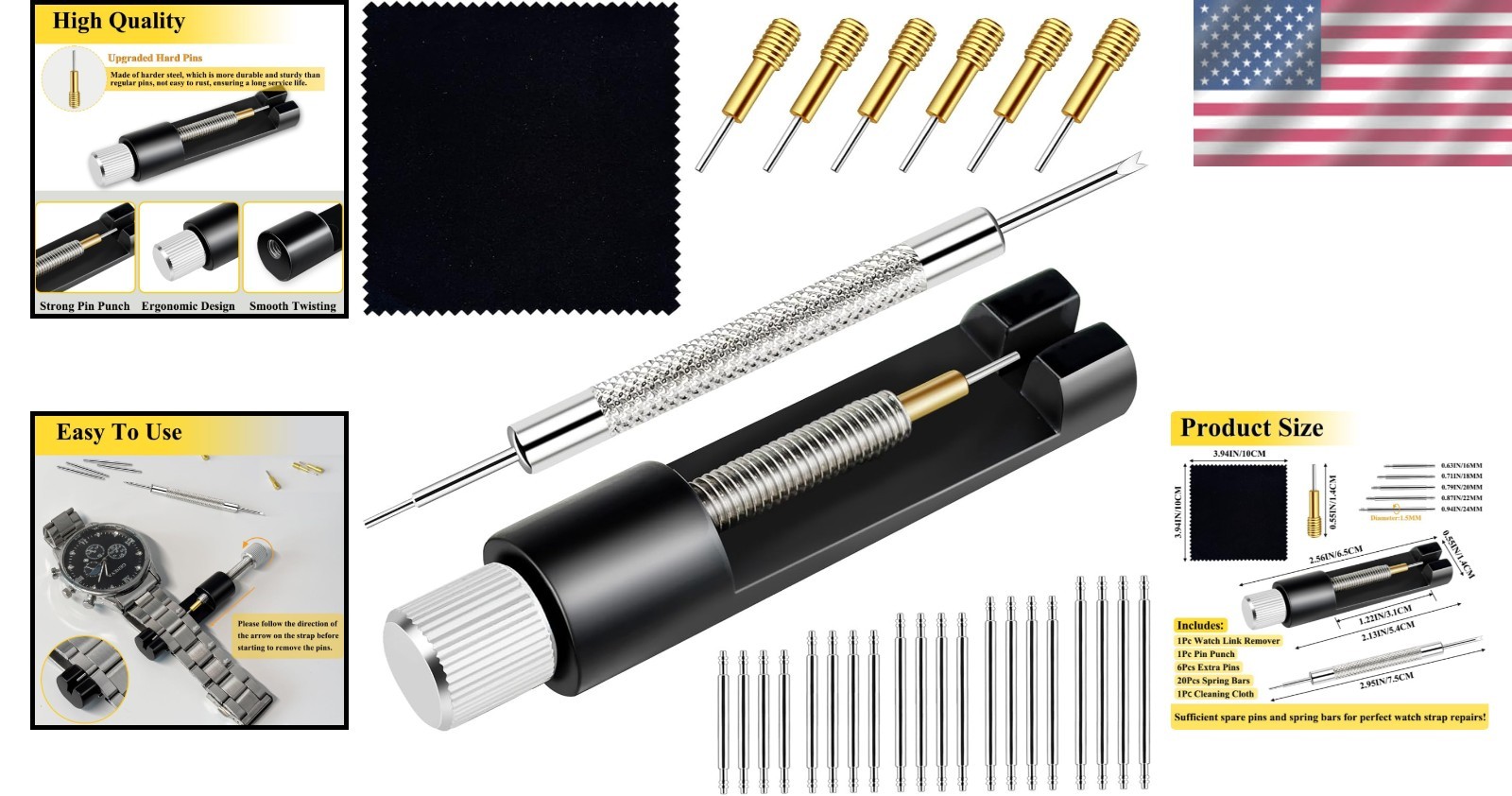 Compact Watch Repair Kit: Scratch-Resistant Tools with Extra Pins & Storage Box