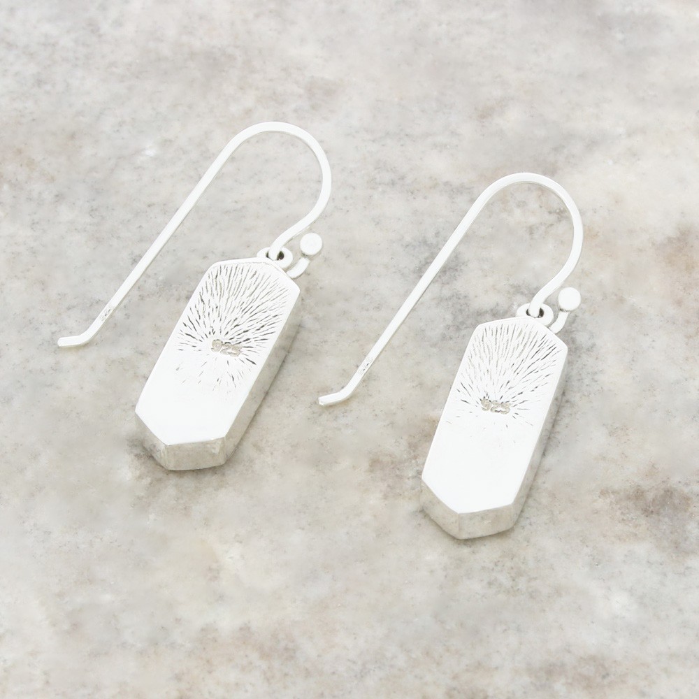 Derbyshire Blue John Drop Earrings Crystal Shape Sterling Silver DBJ782