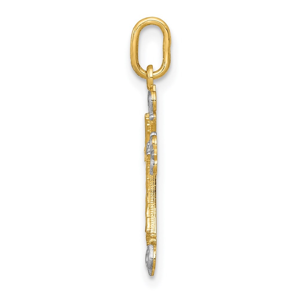 14k Two-tone Gold Cross Charm Pendant for Women 0.39gm L-0.91 in, W-0.44 in