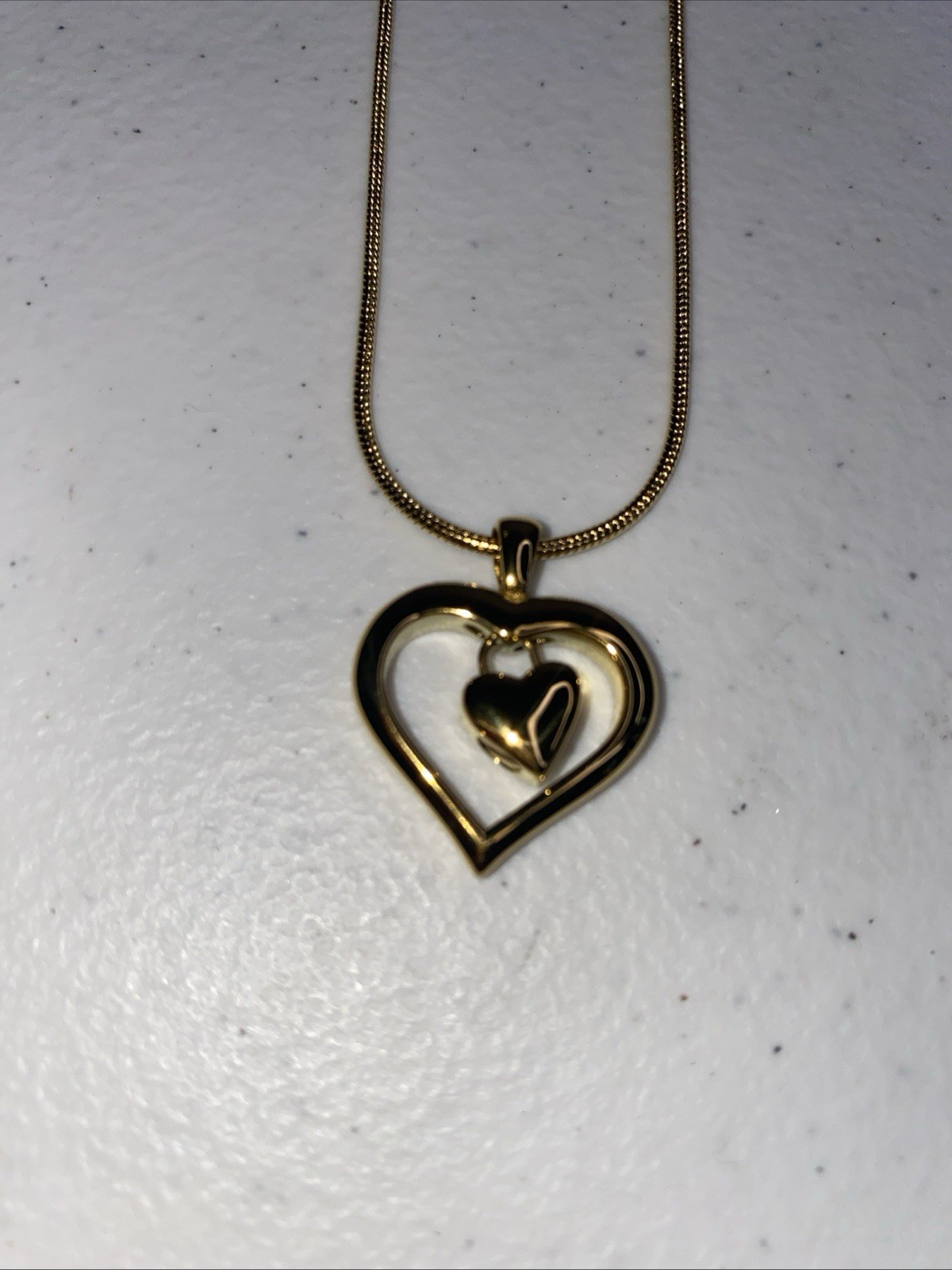 12K Gold Filled Heart Pendant Necklace 1/20 GF Gift Box New