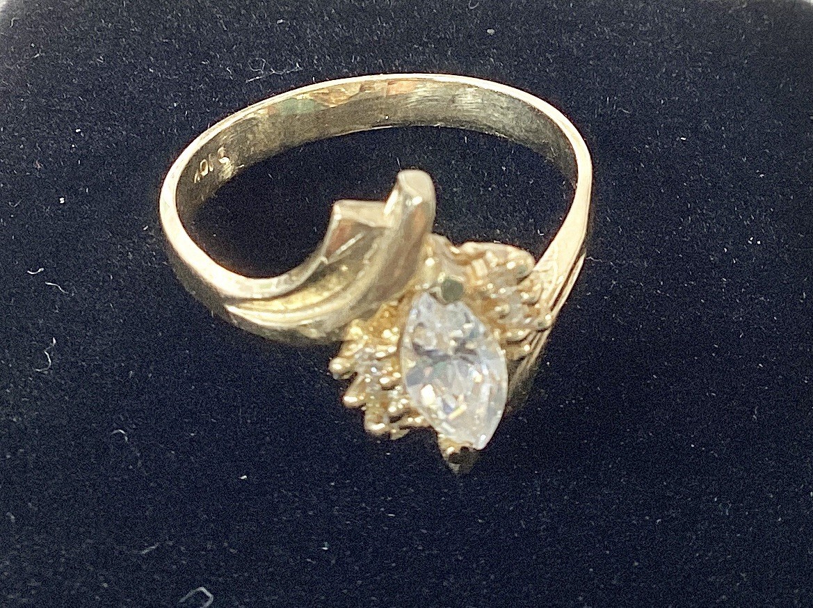 10 KT Yellow Gold Real Stamped Marquise April Birthstone Diamond, ring SZ 8.25