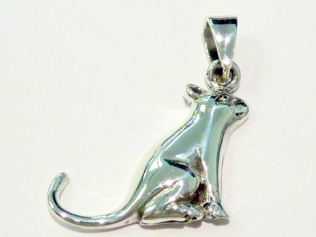 STERLING SITTING CAT PENDANT 1.25″ TALL 4.6 GRAMS FREE SHIPPING I-8399