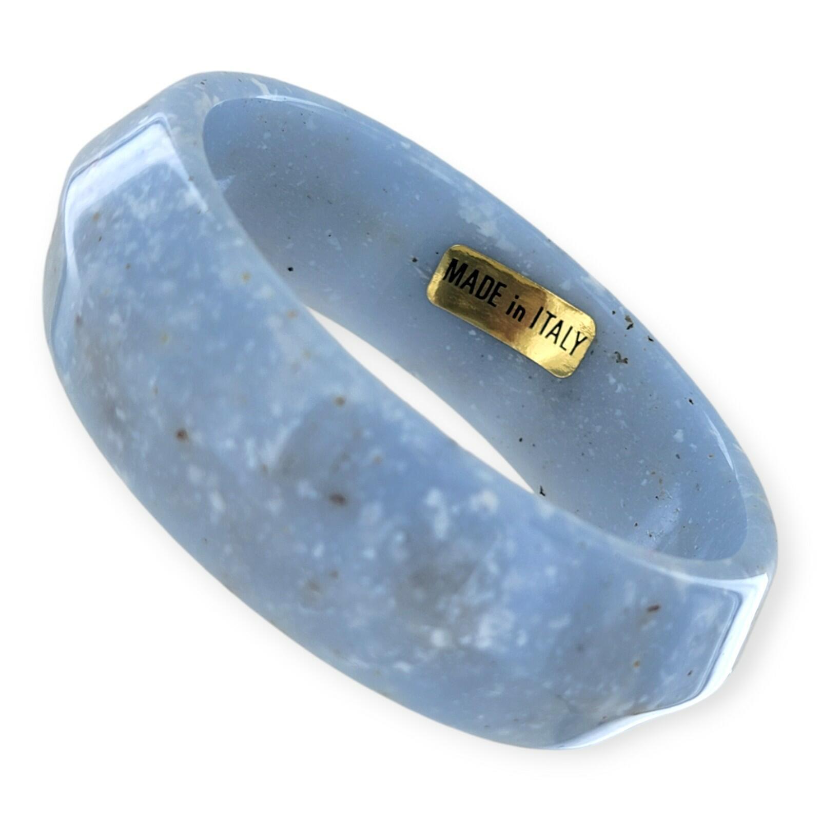 Round Light Blue Sand Beveled Bangle Bracelet Ladies Standard Size